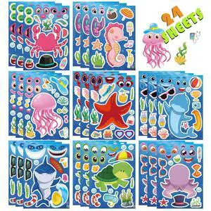 Ocean Stickers for Kids, Make Your Own Sea Animal, Goodie Bags Stuffers | 24 Sheets Mix and Match Sticker, Make a Face Stickers for Kids Activities Supplies Crafts, Classroom Teacher Reward Ocean Stickers for Kids, Make Your Own Sea Animal, Goodie Bags Stuffers | 24 Sheets Mix and Match Sticker, Make a Face Stickers for Kids Activities Supplies Crafts, Classroom Teacher Reward