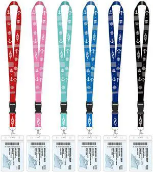 6 Pack Cruise Lanyards with Waterproof Card Holders, Mixed Colors | Detachable buckle, soft polyester neck strap, resealable waterproof badge holder, ideal for family or group cruises 6 Pack Cruise Lanyards with Waterproof Card Holders, Mixed Colors | Detachable buckle, soft polyester neck strap, resealable waterproof badge holder, ideal for family or group cruises