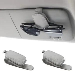 Magnetic Leather Sunglasses Holder for Car, 2 Packs (Silver Grey) | Magnetic Car Visor Accessories Magnetic Leather Sunglasses Holder for Car, 2 Packs (Silver Grey) | Magnetic Car Visor Accessories