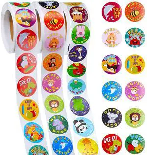 3 Rolls Reward Stickers for Kids Classroom 1500 Pcs, Vivid Style | Bulk Teacher Rewards with 24 Animal Designs, Encouragement for Potty Training and School, 1 Inch Round Roll 3 Rolls Reward Stickers for Kids Classroom 1500 Pcs, Vivid Style | Bulk Teacher Rewards with 24 Animal Designs, Encouragement for Potty Training and School, 1 Inch Round Roll
