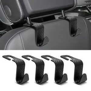 Car Seat Hooks Vehicle Headrest Back Storage Organizer 4 Pack for Purses Bags backpacks Groceries Hanger Holder - Universal Sturdy Holds 55lbs 360° Rotating (Style A/Carbon Fiber) Car Seat Hooks Vehicle Headrest Back Storage Organizer 4 Pack for Purses Bags backpacks Groceries Hanger Holder - Universal Sturdy Holds 55lbs 360° Rotating (Style A/Carbon Fiber)