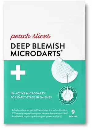 Peach Slices - Deep Blemish Microdarts (9 ct) - Early Stage Pimple Patches for Face - Salicylic Acid, Niacinamide, Hyaluronic Acid, Tea Tree Oil & Cica - Vegan, Cruelty Free, Korean Skin Care & Beauty Peach Slices - Deep Blemish Microdarts (9 ct) - Early Stage Pimple Patches for Face - Salicylic Acid, Niacinamide, Hyaluronic Acid, Tea Tree Oil & Cica - Vegan, Cruelty Free, Korean Skin Care & Beauty