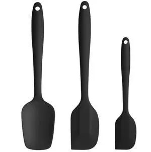 Silicone Spatula 3-Piece Set, Ergonomic Handle High Heat-Resistant Spatulas, Non-Stick Rubber Spatulas with Stainless Steel Core, Black Silicone Spatula 3-Piece Set, Ergonomic Handle High Heat-Resistant Spatulas, Non-Stick Rubber Spatulas with Stainless Steel Core, Black