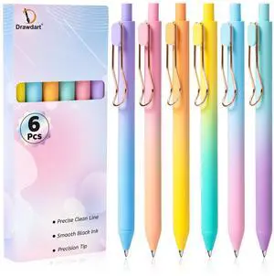 Gel Pens, 6 Pcs Smooth Writing No Bleed & Smear, Black Ink Cute Fine Point (0.5mm), Retractable Aesthetic Journaling School Office Supplies for Women & Men Gel Pens, 6 Pcs Smooth Writing No Bleed & Smear, Black Ink Cute Fine Point (0.5mm), Retractable Aesthetic Journaling School Office Supplies for Women & Men