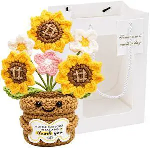 Crochet Flowers, Teacher Appreciation Gifts, 2 PCS Crochet Gifts Set with Crochet Sunflower and Bag, Emotional Support Crochet for Teacher Coworker Nurse Doctor Friend Mom Graduation End of Year Crochet Flowers, Teacher Appreciation Gifts, 2 PCS Crochet Gifts Set with Crochet Sunflower and Bag, Emotional Support Crochet for Teacher Coworker Nurse Doctor Friend Mom Graduation End of Year