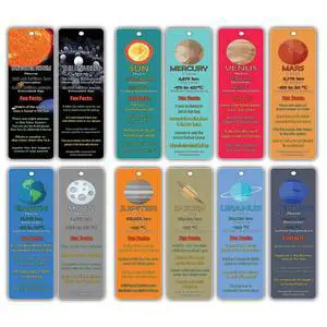 Planets Fun Facts Bookmarks 12-Pack - Space Learning Set Planets Fun Facts Bookmarks 12-Pack - Space Learning Set