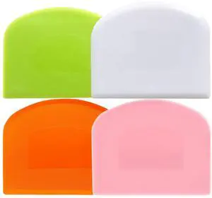 Dough Scraper Bench Scraper for Baking, 4 PCs BPA Free PE Plastic Flexible Bowl Scraper, Food-safe Plastic Dough Cutter for Bread Cake Dough Fondant Icing (White, Green, Orange, Pink) Dough Scraper Bench Scraper for Baking, 4 PCs BPA Free PE Plastic Flexible Bowl Scraper, Food-safe Plastic Dough Cutter for Bread Cake Dough Fondant Icing (White, Green, Orange, Pink)