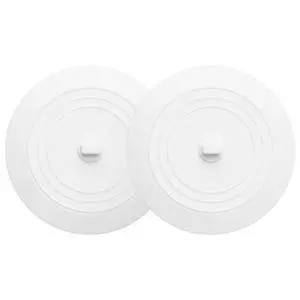 2PCS 5" Universal Silicone Bathtub Drain Stopper with Suction Seal | White, Leak Proof, Hair Trapping, Universal Fit, For Tub Sink Laundry Drain, Bathroom Kitchen Use, Easy Clean 2PCS 5" Universal Silicone Bathtub Drain Stopper with Suction Seal | White, Leak Proof, Hair Trapping, Universal Fit, For Tub Sink Laundry Drain, Bathroom Kitchen Use, Easy Clean