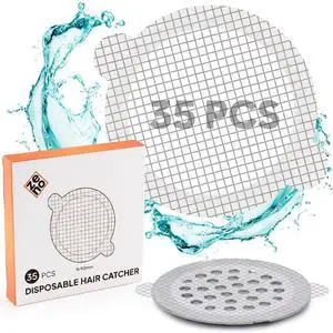 Disposable Shower Drain Hair Catcher, 35 Pack - Self-Adhesive Mesh Drain Cover Stickers for Bathroom Tub & Shower - Anti-Clog Hair Trap Filter - Easy to Peel & Toss Disposable Shower Drain Hair Catcher, 35 Pack - Self-Adhesive Mesh Drain Cover Stickers for Bathroom Tub & Shower - Anti-Clog Hair Trap Filter - Easy to Peel & Toss
