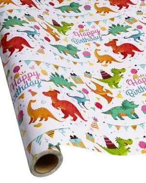 Gift Wrapping Paper Roll,Cute Dinosaurs Happy Birthday Wrapping Paper for Boys,Wrapping Paper Rolls Gift Wrap Paper Dinosaur Parties,Baby Showers,Happy Bday Wrap,17 inch X 120 inch Per Roll Gift Wrapping Paper Roll,Cute Dinosaurs Happy Birthday Wrapping Paper for Boys,Wrapping Paper Rolls Gift Wrap Paper Dinosaur Parties,Baby Showers,Happy Bday Wrap,17 inch X 120 inch Per Roll