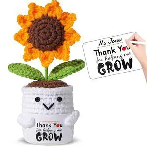 Teacher Appreciation Gifts for Women - Handmade Crochet Sunflower Pot with Thank You for Helping Me Grow Personalized Card, Graduation End of Year Teacher Retirement Gift, Thank You Gifts for Women Teacher Appreciation Gifts for Women - Handmade Crochet Sunflower Pot with Thank You for Helping Me Grow Personalized Card, Graduation End of Year Teacher Retirement Gift, Thank You Gifts for Women