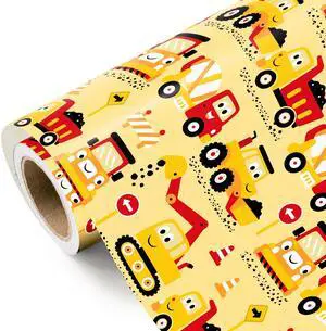 Construction Wrapping Paper Roll - Mini Roll - 17 Inch x 9.8 Feet - Yellow Digger Tractor Truck Design for Kids Boys Birthday, Baby Shower Construction Wrapping Paper Roll - Mini Roll - 17 Inch x 9.8 Feet - Yellow Digger Tractor Truck Design for Kids Boys Birthday, Baby Shower