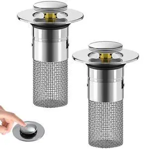 2PCS Bathroom Sink Drain Strainer,Pop Up Sink Drain Stopper Hair Catcher with Removable Stainless Steel Floor Drain Filter Basket,Universal Drain Plug Filter Replacement Bathroom Shower Sink Stopper 2PCS Bathroom Sink Drain Strainer,Pop Up Sink Drain Stopper Hair Catcher with Removable Stainless Steel Floor Drain Filter Basket,Universal Drain Plug Filter Replacement Bathroom Shower Sink Stopper