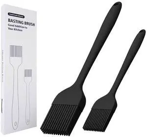 Silicone Basting Brush for Cooking 2 Pcs Pastry Brush for Grilling,Oil,BBQ,Meat,Sauce,Baking (Black) Silicone Basting Brush for Cooking 2 Pcs Pastry Brush for Grilling,Oil,BBQ,Meat,Sauce,Baking (Black)
