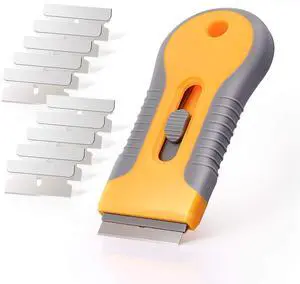 Car Sticker Remover Glass Cooktop Razor Scraper with 10pcs Replace Blades for Label,Glue,Paint,Adhesive Remover,Oven Door, Stove Cleaning-Yellow Car Sticker Remover Glass Cooktop Razor Scraper with 10pcs Replace Blades for Label,Glue,Paint,Adhesive Remover,Oven Door, Stove Cleaning-Yellow