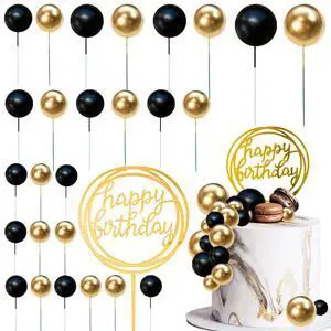 Colorful Balls Cake Topper Pearl Balls Cake Topper Happy Birthday Cake Insert Pick DIY Pile Up Insert for Wedding Birthday Party Baby Shower Cake Decoration (Black and Gold) Colorful Balls Cake Topper Pearl Balls Cake Topper Happy Birthday Cake Insert Pick DIY Pile Up Insert for Wedding Birthday Party Baby Shower Cake Decoration (Black and Gold)