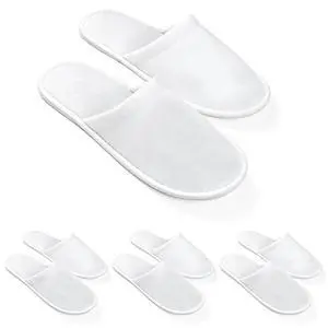 4 Pairs Disposable Slippers For Guests, Bulk White Slipper Pack For Hotel, Spa, Travel, Shoeless Home, Fits up to Adult 4 Pairs Disposable Slippers For Guests, Bulk White Slipper Pack For Hotel, Spa, Travel, Shoeless Home, Fits up to Adult