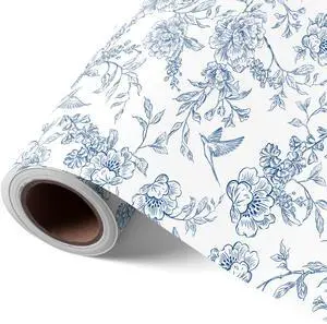 Blue Floral Wrapping Paper Roll - 17 Inches x 9.8 Feet - Vintage Blue Wrapping Paper for Birthday, Wedding, Bridal Shower, Chrismtas and Mother's Day Blue Floral Wrapping Paper Roll - 17 Inches x 9.8 Feet - Vintage Blue Wrapping Paper for Birthday, Wedding, Bridal Shower, Chrismtas and Mother's Day