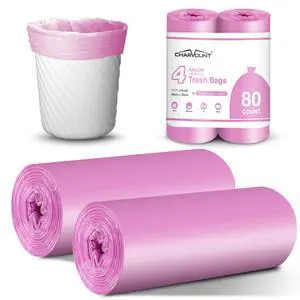 Small Trash Bags Bathroom, 4 Gallon Garbage Bags, 80 Count | Strong, Leakage-Free and Hot Pink Clear Garbage Bags for Bathroom, Office, Kitchen Small Trash Can Small Trash Bags Bathroom, 4 Gallon Garbage Bags, 80 Count | Strong, Leakage-Free and Hot Pink Clear Garbage Bags for Bathroom, Office, Kitchen Small Trash Can