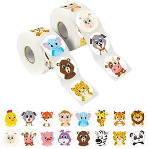 600 Adorable Round Land Animal Stickers in 16 Designs with Perforated Line Expanded Version (Each Measures 1.5" in Diameter) 600 Adorable Round Land Animal Stickers in 16 Designs with Perforated Line Expanded Version (Each Measures 1.5" in Diameter)