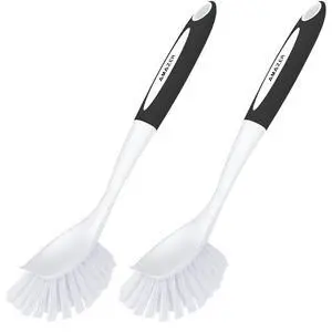Dish Brush with Handle, 2 Pack Kitchen Scrub Brushes for Cleaning, Dish Scrubber with Stiff Bristles for Sink, Pots, Pans Dish Brush with Handle, 2 Pack Kitchen Scrub Brushes for Cleaning, Dish Scrubber with Stiff Bristles for Sink, Pots, Pans