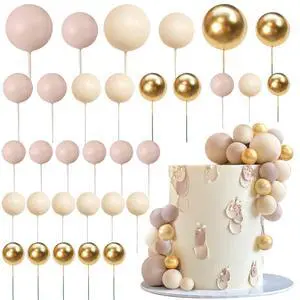 32 PCS Colorful Ball Shaped Cake Topper Pearl Balls Cupcake Cake Insert Topper for Birthday Party Wedding Decoration Supplies (Apricot Gold Light Brown) 32 PCS Colorful Ball Shaped Cake Topper Pearl Balls Cupcake Cake Insert Topper for Birthday Party Wedding Decoration Supplies (Apricot Gold Light Brown)