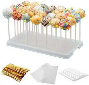 28 Holes Cake Pop Stand for Cake Pops, Lollipop Hold Stand, Cake Pop Display Holder, Candy Pop Holder with 100 Pcs Cake Pop Sticks, 100 Pcs Cake Pop Bags, 100 Pcs Gold Twist Ties(White) 28 Holes Cake Pop Stand for Cake Pops, Lollipop Hold Stand, Cake Pop Display Holder, Candy Pop Holder with 100 Pcs Cake Pop Sticks, 100 Pcs Cake Pop Bags, 100 Pcs Gold Twist Ties(White)