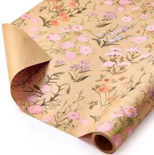 Kraft Floral Wrapping Paper - 16.4ft Wild Flower Gift Wrap | Wrap Paper Roll Spring Summer Flower Gift Packing for Girls Women Birthdays Weddings Bridal Shower Party Decor Kraft Floral Wrapping Paper - 16.4ft Wild Flower Gift Wrap | Wrap Paper Roll Spring Summer Flower Gift Packing for Girls Women Birthdays Weddings Bridal Shower Party Decor