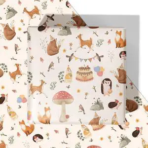 Woodland Wrapping Paper for Kids - Warm Yellow Red Forest Animal Friends Gift Wrap for Baby Shower Birthday - 6 Folded Sheets 20 X 29 Inch, Easy to Store Woodland Wrapping Paper for Kids - Warm Yellow Red Forest Animal Friends Gift Wrap for Baby Shower Birthday - 6 Folded Sheets 20 X 29 Inch, Easy to Store