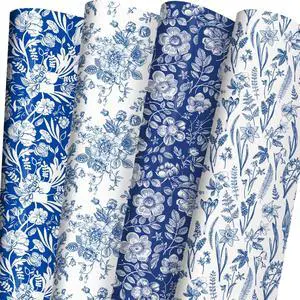 Blue White Floral Wrapping Paper for Women, Girls - Gift Wrap With Flowers and Plants for Birthday Wedding Bridal Shower - 20 x 29 Inches, 8 Folded Sheets, Easy to Store Blue White Floral Wrapping Paper for Women, Girls - Gift Wrap With Flowers and Plants for Birthday Wedding Bridal Shower - 20 x 29 Inches, 8 Folded Sheets, Easy to Store