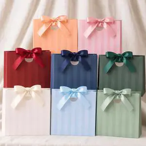 Beautiful Gift Bags Set of 8 with Handles & Ribbons for Women & Kids | Stylish Striped Small Gift Bags with Ribbon Handles - Ideal for Weddings, Girls & Boys Birthdays, Holidays & Any Celebration Beautiful Gift Bags Set of 8 with Handles & Ribbons for Women & Kids | Stylish Striped Small Gift Bags with Ribbon Handles - Ideal for Weddings, Girls & Boys Birthdays, Holidays & Any Celebration