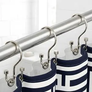 12-Pack Double Shower Curtain Hooks, Rust-Resistant Metal Shower Curtain Rings with High-Low Design to Separate Liner & Curtain, Smooth Glide, Nickel 12-Pack Double Shower Curtain Hooks, Rust-Resistant Metal Shower Curtain Rings with High-Low Design to Separate Liner & Curtain, Smooth Glide, Nickel