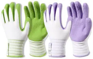 Bamboo Gardening Gloves 2 pair, Breathable Rubber Coated, Outdoor Work Garden Gloves For Women, Green & Purple (Small) Bamboo Gardening Gloves 2 pair, Breathable Rubber Coated, Outdoor Work Garden Gloves For Women, Green & Purple (Small)