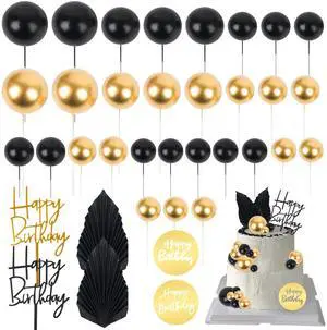36 PCS Mini Ball Cake Topper Cupcake Insert Acrylic Cake Topper Cake Decorations for Black Boho Wedding Birthday Party Baby Shower Supplies (Black, Gold) 36 PCS Mini Ball Cake Topper Cupcake Insert Acrylic Cake Topper Cake Decorations for Black Boho Wedding Birthday Party Baby Shower Supplies (Black, Gold)