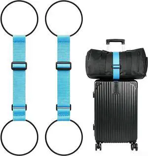Adjustable Luggage Connector Straps for Suitcases 2-Pack (Blue) | Add A Bag, Connect 2 Suitcases, Hang Coat/Scarf, Elastic Bungee Belt, Secure Carry-on Travel Essentials, Lightweight 36g Adjustable Luggage Connector Straps for Suitcases 2-Pack (Blue) | Add A Bag, Connect 2 Suitcases, Hang Coat/Scarf, Elastic Bungee Belt, Secure Carry-on Travel Essentials, Lightweight 36g
