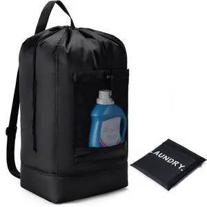 Backpack Laundry Bag,Large Travel Laundry Bags (Black) | with Shoulder Straps and Mesh Pockets,Laundry Backpack with Drawstring Closure for College,Trave,Dorm, Apartment,Laundromat Backpack Laundry Bag,Large Travel Laundry Bags (Black) | with Shoulder Straps and Mesh Pockets,Laundry Backpack with Drawstring Closure for College,Trave,Dorm, Apartment,Laundromat