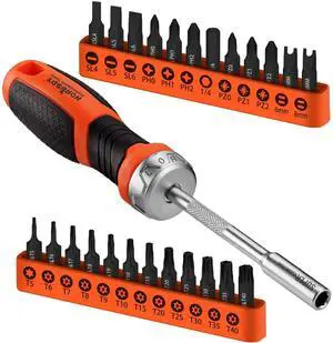 25-Piece Security Torx Screwdriver Bit Set | T5-T40 Torx Bit Set 1/4 inch Ratcheting Magnetic Bit Driver | 12Pcs T-Drive Bits and 12Pcs Common Bit 25-Piece Security Torx Screwdriver Bit Set | T5-T40 Torx Bit Set 1/4 inch Ratcheting Magnetic Bit Driver | 12Pcs T-Drive Bits and 12Pcs Common Bit