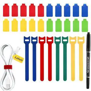 80 Pack Reusable Cable Labels & Cord Organizer Kit - 40 Color-Coded Write-On Wire Tags with Dual-Tip Marker + 40 Ties for Home Office Electronics Management, Cable Tags, Cord Labels, Wire Label 80 Pack Reusable Cable Labels & Cord Organizer Kit - 40 Color-Coded Write-On Wire Tags with Dual-Tip Marker + 40 Ties for Home Office Electronics Management, Cable Tags, Cord Labels, Wire Label