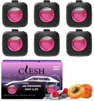 Car Air Fresheners, Peach Berry, 6-Pack, 4ml Each, Car Air Freshener vent clips, Long Lasting Air Freshener, Car Fresheners, Odor Eliminator Car Air Fresheners, Peach Berry, 6-Pack, 4ml Each, Car Air Freshener vent clips, Long Lasting Air Freshener, Car Fresheners, Odor Eliminator