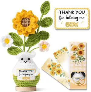 Thank You Gifts for Women Teacher Appreciation Gifts, Handmade Positive Emotional Support Crochet Sunflower, Mothers Day Birthday Gift for Women Mom Coworker Friend Boss, Thank You for Help Me Grow Thank You Gifts for Women Teacher Appreciation Gifts, Handmade Positive Emotional Support Crochet Sunflower, Mothers Day Birthday Gift for Women Mom Coworker Friend Boss, Thank You for Help Me Grow