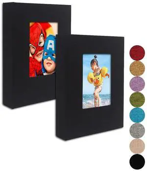 Small Photo Album 5x7 2 Pack, Each 26 Clear Pages Hold 52 Pictures. Album for 5x7 Pictures, Artwork, Drawings, Linen Cover with Front Window, Black Fabric Small Photo Album 5x7 2 Pack, Each 26 Clear Pages Hold 52 Pictures. Album for 5x7 Pictures, Artwork, Drawings, Linen Cover with Front Window, Black Fabric