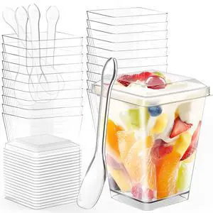 20 Pack Plastic Dessert Cups with Lids and Spoons for Pudding Fruit Trifle | 5oz Clear Yogurt Parfait Appetizer Cups for Party Baby Showers Thanksgiving 20 Pack Plastic Dessert Cups with Lids and Spoons for Pudding Fruit Trifle | 5oz Clear Yogurt Parfait Appetizer Cups for Party Baby Showers Thanksgiving