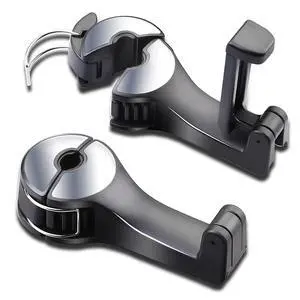 Car Headrest Hook with Phone Holder, Universal 360 Rotation Headrest Hooks for Purses and Bags (Silver) Car Headrest Hook with Phone Holder, Universal 360 Rotation Headrest Hooks for Purses and Bags (Silver)