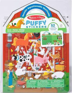 Puffy Sticker Play Set On The Farm, 52 Reusable Stickers with 2 Fold-Out Scenes, Restickable Animal Arts and Crafts Activity Book for Kids Ages 4+ - FSC Certified Puffy Sticker Play Set On The Farm, 52 Reusable Stickers with 2 Fold-Out Scenes, Restickable Animal Arts and Crafts Activity Book for Kids Ages 4+ - FSC Certified