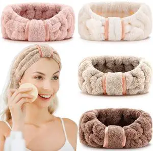Spa Headband for Washing Face,Coffee, Khaki, Pink and White | 4 Pack, Terry Cloth Head Band, Facial Headband For Women Girls Men, Elastic Head Wrap Hair Band For Makeup Skin Care Spa Headband for Washing Face,Coffee, Khaki, Pink and White | 4 Pack, Terry Cloth Head Band, Facial Headband For Women Girls Men, Elastic Head Wrap Hair Band For Makeup Skin Care