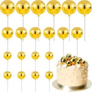 20 Pcs Gold Disco Balls Cake Topper Decorations for Birthday Cake | Cake Topper Sticks, Graduation Cake Decor, Reusable Cake Decor Birthday Cake Decortion, Plastic Disco Ball Cake Decor 20 Pcs Gold Disco Balls Cake Topper Decorations for Birthday Cake | Cake Topper Sticks, Graduation Cake Decor, Reusable Cake Decor Birthday Cake Decortion, Plastic Disco Ball Cake Decor