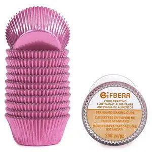 Standard Pink Foil Cupcake Liners for Baking 200 Count - Metallic Greaseproof Cupcake Wrappers Muffin Cups, Heavy Duty, Non-Stick, Easy to Peel Standard Pink Foil Cupcake Liners for Baking 200 Count - Metallic Greaseproof Cupcake Wrappers Muffin Cups, Heavy Duty, Non-Stick, Easy to Peel