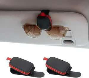 Magnetic Leather Sunglasses Holder for Car, 2 Packs (Black-red) | Magnetic Car Visor Accessories Magnetic Leather Sunglasses Holder for Car, 2 Packs (Black-red) | Magnetic Car Visor Accessories