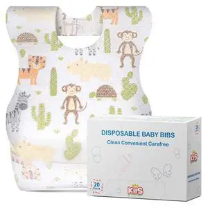 Disposable Baby Bibs for Baby Boys and Girls - Individually Packaged - Hygienic, Soft and Leakproof (20 PCS) (Animal) Disposable Baby Bibs for Baby Boys and Girls - Individually Packaged - Hygienic, Soft and Leakproof (20 PCS) (Animal)