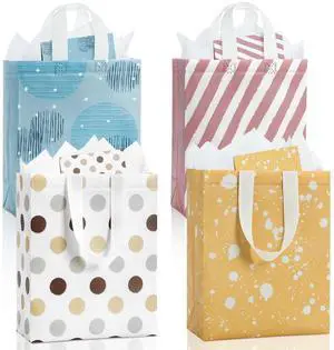 STYPOP 10" Gift Bags Medium Size (4 Pack) - Includes Tissue Paper & Cards, Reusable Non-Woven Gift Bags with handles, Perfect for Mothers Day, Birthday, Wedding, Baby Shower, Party, 10" x 8" x 4" STYPOP 10" Gift Bags Medium Size (4 Pack) - Includes Tissue Paper & Cards, Reusable Non-Woven Gift Bags with handles, Perfect for Mothers Day, Birthday, Wedding, Baby Shower, Party, 10" x 8" x 4"